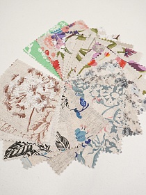Комплект образцов "Полулён, ш.1.5м, лен-30%, хлопок-70%, тип рисунка "Цветы" №1
