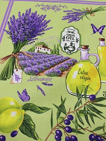 Мерный лоскут( ткань в отрезах)  Рогожка "Средиземноморский прованс на салатовом", ш.1.5м, хлопок-100%, 160гр/м.кв, раппорт 64см