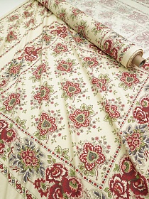 Поплин платок "Злата" с узорным купоном, цв.телесно-желтый, ш.1.5м, хл-100%, раппорт 100см