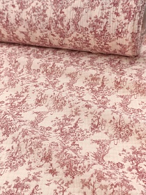 Муслин двухслойный с эф.жатости "Садовая романтика" цв.бордовый, ш.1.4м, хл-100%, 120гр/м.кв