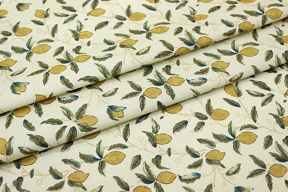 Сатин "Лимоны на веточках", ш.2.35м, хлопок-100%, 110гр/м.кв
