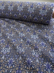 Импорт. хлопок "Фантазийные цветы" цв.синий, ш.1.48м, хлопок-100%, 90гр/м.кв