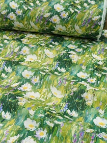 Импорт. хлопок Цифр.печать "Ромашковый луг", ш.1.45м, хлопок-100%, 100гр/м.кв