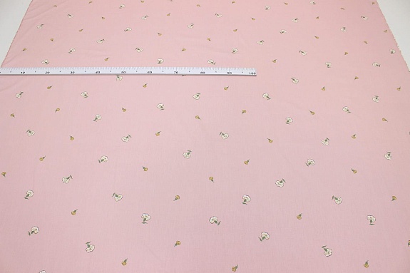 Сатин "Гвоздички на розовом", ш.1.6м, хлопок-100%, 110гр/м.кв