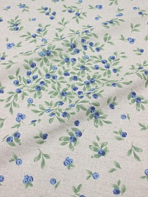 Мерный лоскут - Полулен "Черника - куст" (на суровом), ш.1.5м, лен-30%, хл-70%, 147гр/м.кв, рап.64см