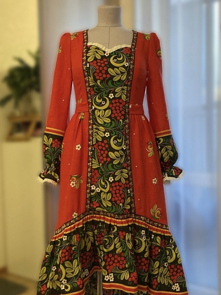 Платье из Рогожки "Красная рябина"