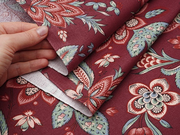 Перкаль "Царевна" цв.винтажный бордово-красный, ГОСТ, ш.1.5м, хлопок-100%, 125гр/м.кв