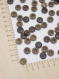 Пуговица кокос с ободком (штрихи по кругу), 13мм, 2 отверстия