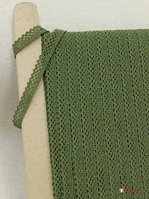 Кружево цв.темный хаки, ш.10мм, хлопок-90%, п/э-10%, рис.129/32