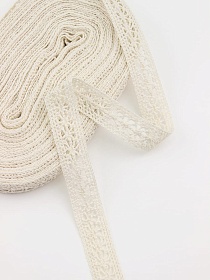 Кружево цв.ванильный, ш.15мм, хлопок-90%; п/э-10%, 10м, рис.099/2