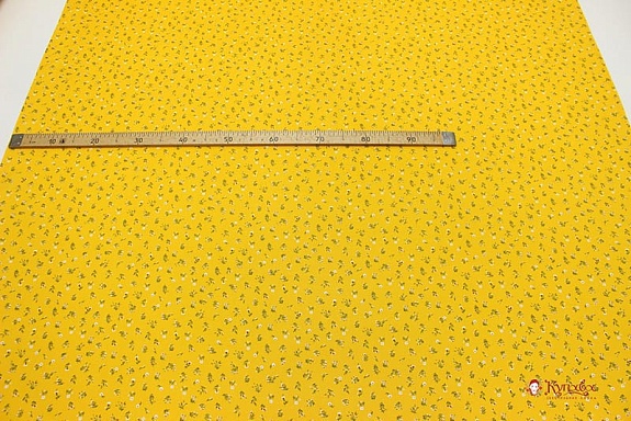 Штапель "Весенние букетики на желтом", ш.1.41м, вискоза-100%, 100гр/м.кв 