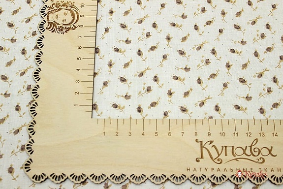 Импорт. хлопок (ситец) "Маленькие бутончики" цв.коричневый, ш.1.55м, хлопок-100%, 80гр/м.кв