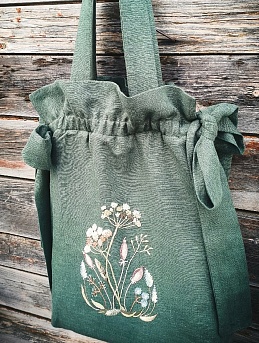 Льняная сумка в цвете сибирский кедр