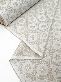 Полульняной жаккард "Лявониха" цв.серо-бежевый, ш.1.6м, лен-56%, хлопок-44%, 220гр/м.кв