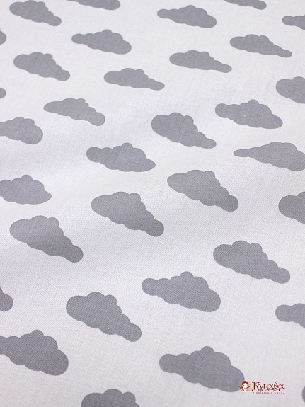 Бязь "Серые облака на белом" 2сорт,  хлопок-100% 1.5 м 