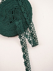 Кружево цв.темный хвойно-зеленый, ш.15мм, хлопок-90%, п/э-10%, 10м, рис.016/33