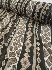 Плательная вискоза "Этника" цв.черно-зеленый/мятный, ш.1.5м, вискоза-100%, 110гр/м.кв