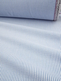 Пестроткань сорочечная Жатка "Узкая полоска" цв.голубой/белый, ш.1.45м, хл-100%, 120гр/м.кв