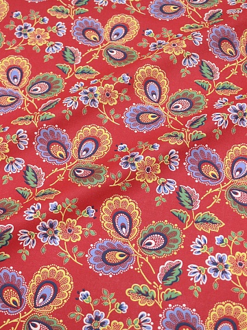 Поплин "Павушка" цв.красный, ш.1.5м, хлопок-100%, 110гр/м.кв#052799