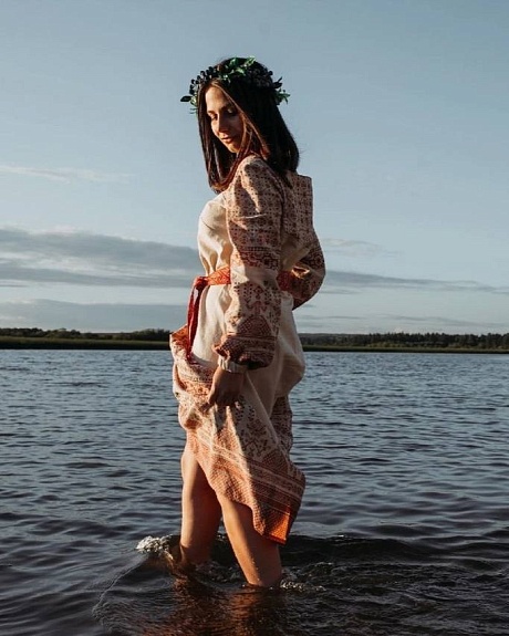 Платье русский стиль из полульна "Макошь"