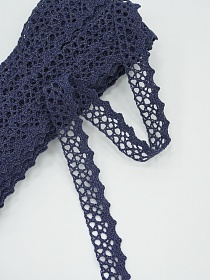 Кружево цв.темно-синий флер, ш.16мм, хлопок-90%, п/э-10%, 10м, рис.078/22