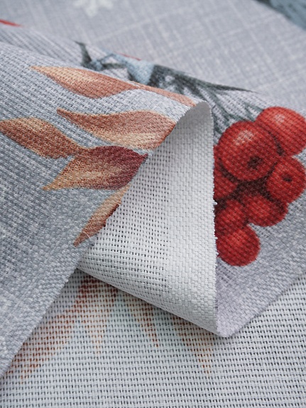 Рогожка "Снегири и рябина", ш.1.5м, хлопок-100%, 165гр/м.кв