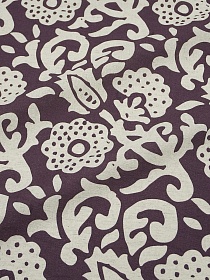 Полулен "Лунный цветок" цв.темная слива (на суровом), ш.1.5м, лен-30%, хлопок-70%, 147гр/м.кв