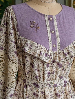 Платье из хлопка персик "Безмятежное цветение"