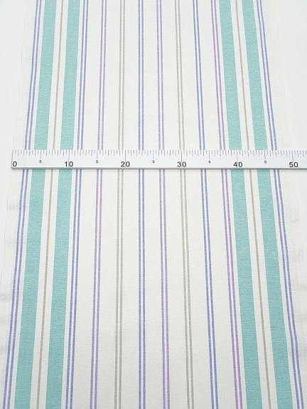 Холст полотенечный "Полоска" цв.мятный/синий/сиреневый, ш.0.5м, лен-30%, хл-70%, 140гр/м.кв