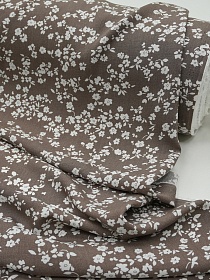 Штапель "Цветочный вихрь" цв.кофейный, ш.1.45м, вискоза-100%, 100гр/м.кв