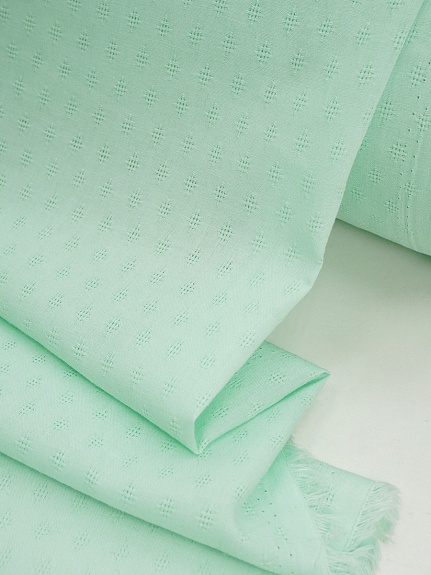 Фактурный хлопок "Ромбики мережка" цв.Нежная мята , ш.1.4м, батист, хлопок-100%, 60гр/м.кв