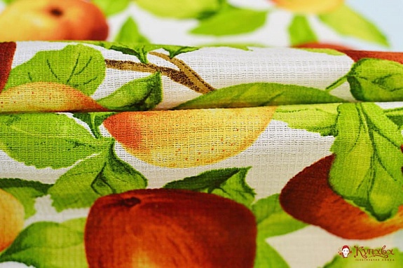 Вафельное полотно (холст) "Наливные яблочки", ш.0.5м, хлопок-100%, 165гр/м.кв