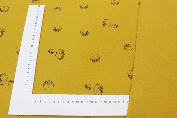 Теплый хлопок "Колючие друзья" цв.горчичный, ш.1.5м, хлопок-100%, 160гр/м.кв