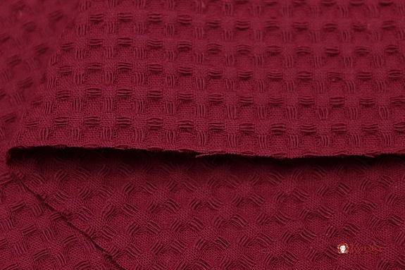 Вафельное премиум-полотно "Italy" цв.Розово-малиновый, ш.1.5м, хлопок-100%, 240гр/м.кв