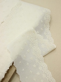 Шитье цв.кремовый (общая ширина 95мм, ширина вышивки 80мм), хлопок-100%, батист