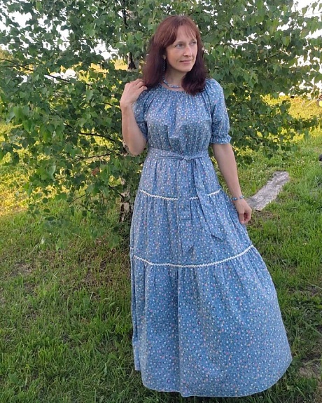Женское платье из импортного хлопка "Цветочный вьюнок"