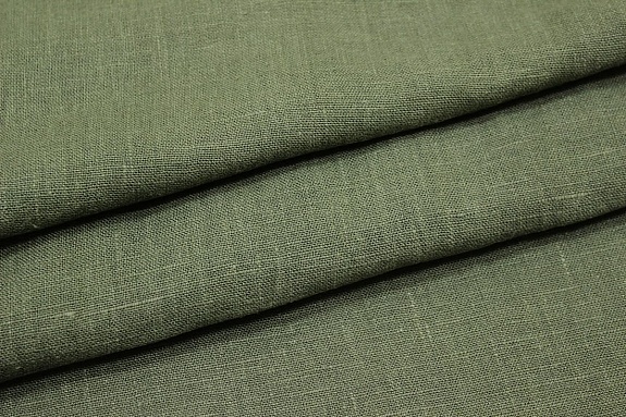 Лен костюмный с эффектом мятости цв.Темный хаки шалфей, ш.1.45м, лен-100%, 250гр/м.кв