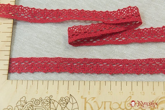 Кружево цв.красный, ш.18мм, хлопок-90%, п/э-10%#009425