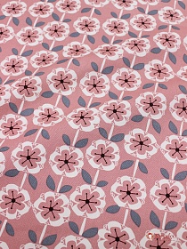 Интерьерный хлопок "Цветочная графика" цв.пыльная роза, ш.1.5м, хлопок-100%, 250гр/м.кв