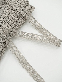 Кружево цв.серо-бежевый с оливковым оттенком, ш.12мм, хлопок-90%, п/э-10%, 10м