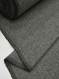 Шерсть пальтово-костюмная Твид "Елочка" цв.черный/серо-бежевый, ш.1.5м, шерсть-50%, п/э-50%