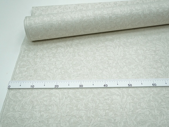 Полульняной жаккард "Перепев" цв.бежево-молочный, ш.1.6м, лен-50%, хлопок-50%, 210гр/м.кв