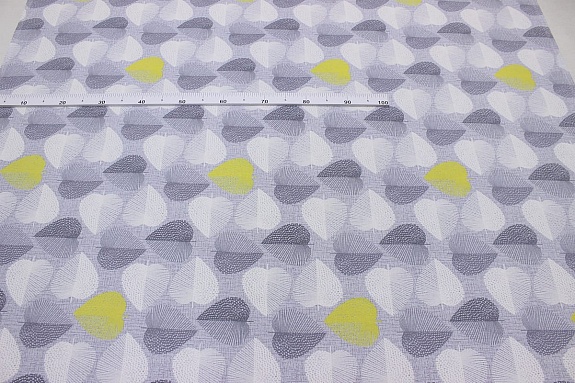 Мерный лоскут(ткань в отрезах) - Рогожка "Геометрические листочки", ш.1.5м, хлопок-100%, 160гр/м.кв