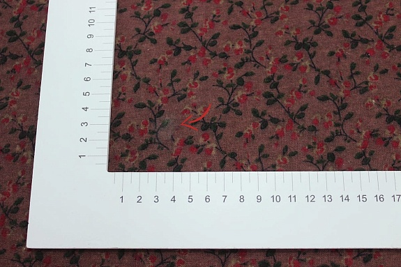 Теплый хлопок "Мелкие цветочки с веточками на коричнево-бордовом", СОРТ2, ш.1.4м, хлопок-100%