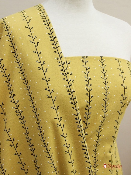 Теплый хлопок "Зимнее очарование" цв.бледная горчица, ш.1.50м, хлопок-100%, 160гр/м.кв