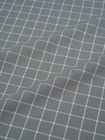 Вареный (стираный) хлопок "Розовая клетка (2*2см) на сером с зеленым оттенком", ш.2.5м