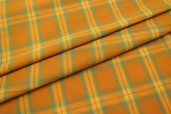 Вареный (стираный) хлопок "Клетка" цв.охра, ш.2.5м, хлопок-100%, 115гр/м.кв
