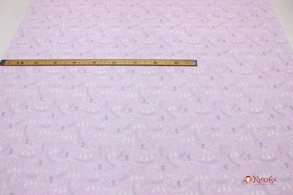 Поплин "На полянке" цв.бледный сиренево-розовый, ш.1.5м, хлопок-100%, 110гр/м.кв