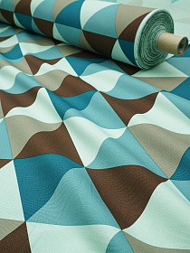 Интерьерный хлопок "Разноцветные треугольники" цв.коричневый/мятный, ш.1.5м, хлопок-100%, 240гр/м.кв