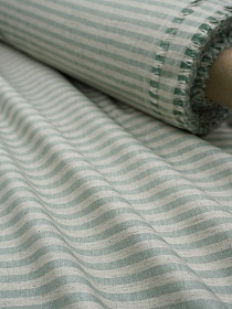 Полульняной перкаль постельный "Полоска (0,5см*0,5см)" цв.морозно-зеленый меланж, (комп), ш.2.2м, лен-30%, хлопок-70%, 120гр/м.кв